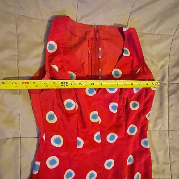 Red and Blue Flamenco Dress Handmade in Spain - zipper back, v-neck, sleeveless - Picture 10 of 16